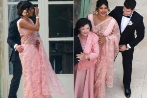 Priyanka Chopra stuns in a pink saree at Sophie-Joe's wedding in Paris