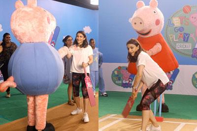 Soha Ali Khan plays cricket with Peppa Pig family in Mumbai suburbs