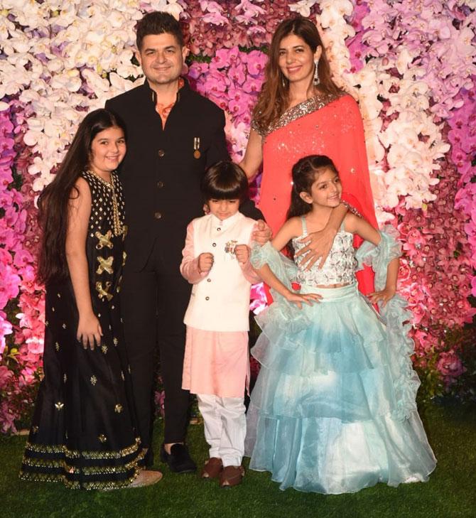 Ace photographer Dabboo Ratnani with wife Manisha Ratnani and kids attended the glitzy celebration in honour of newly-weds Akash Ambani and Shloka Mehta