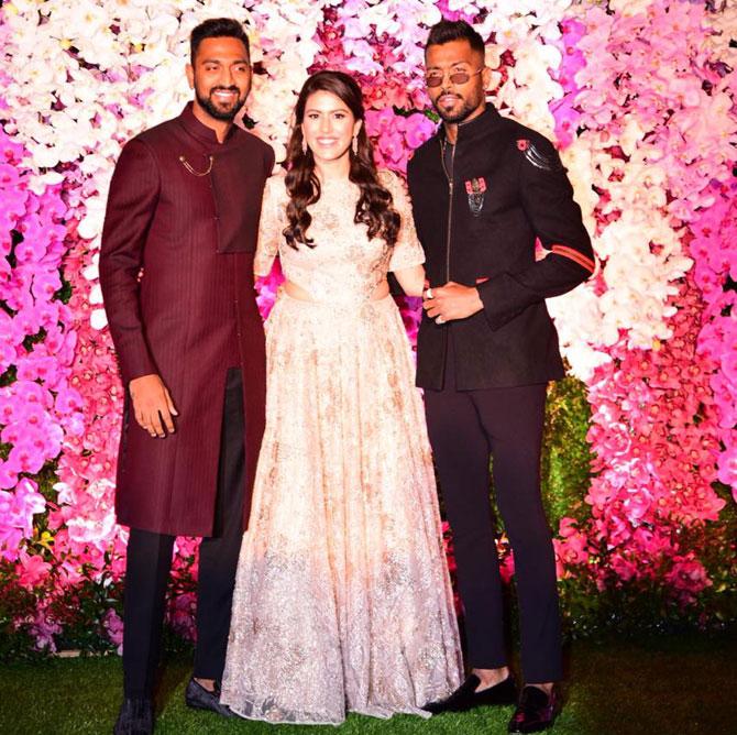 Cricketer duo Krunal Pandya and Hardik Pandya attended the glitzy celebration in honour of newly-weds Akash Ambani and Shloka Mehta.  Krunal was accompanied by his wife Pankhuri