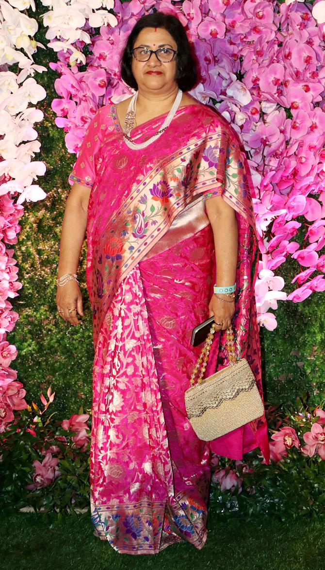 Former Chairman of State Bank of India, Arundhati Bhattacharya attended the glitzy celebration in honour of newly-weds Akash Ambani and Shloka Mehta