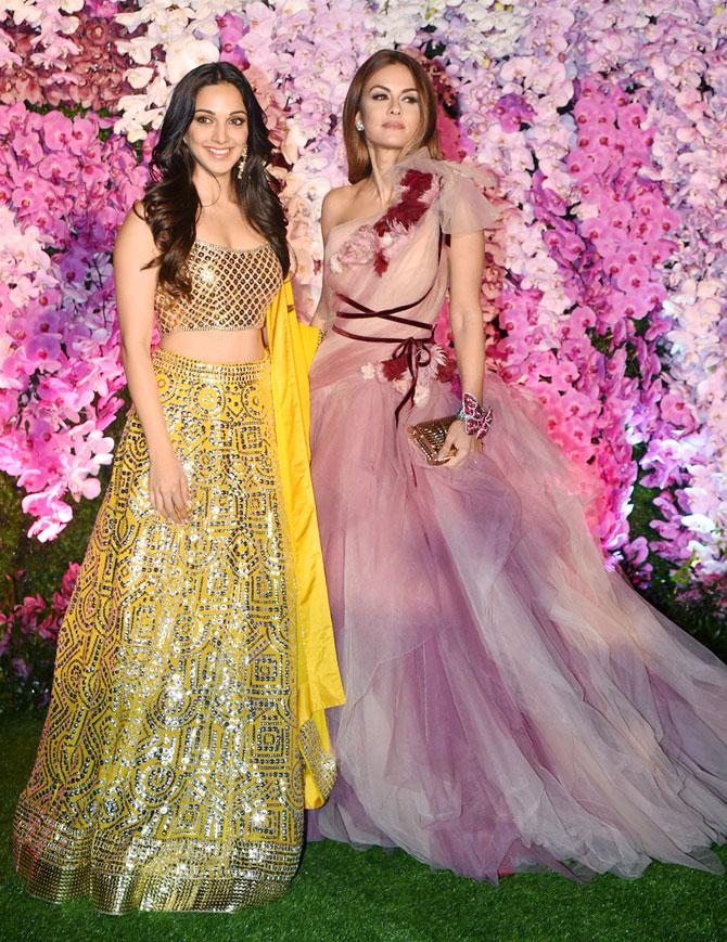 Bollywood actress Kiara Advani with socialite Natasha Poonawalla attended the glitzy celebration in honour of newly-weds Akash Ambani and Shloka Mehta