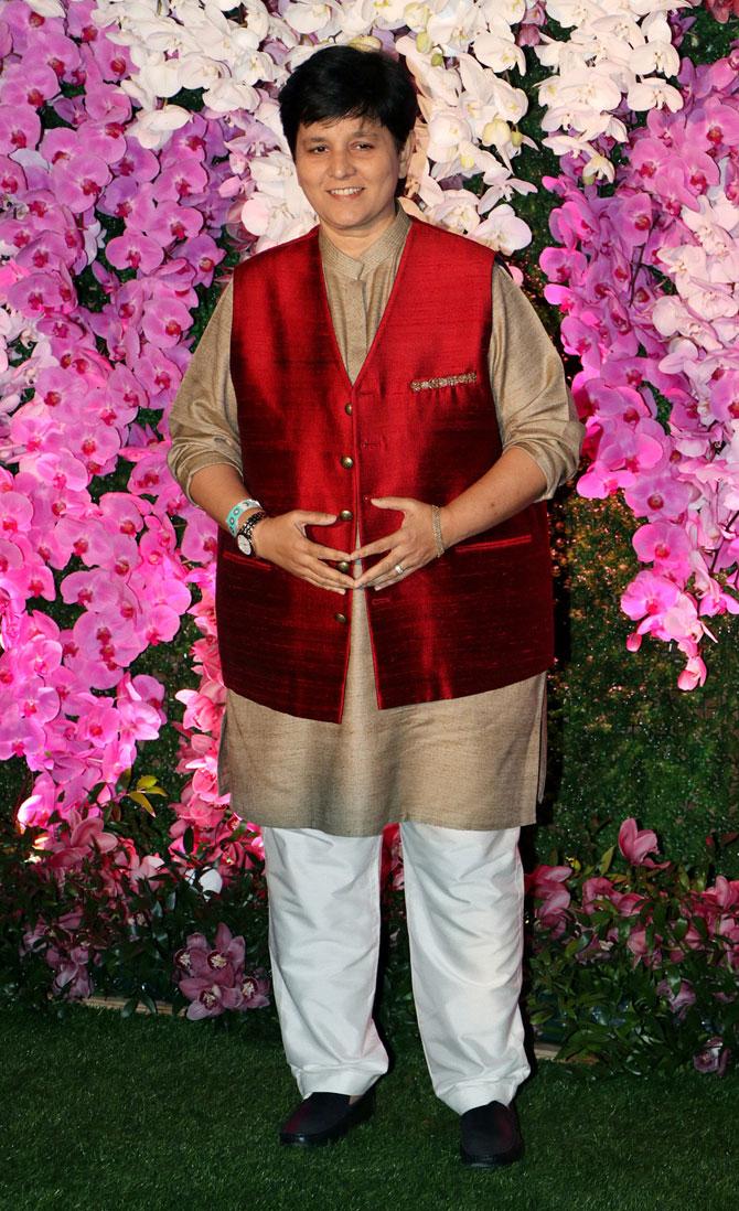 Indian singer Falguni Pathak attended the glitzy celebration in honour of newly-weds Akash Ambani and Shloka Mehta