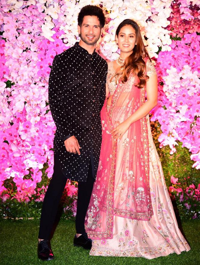 Shahid Kapoor with wif Mira Rajput attended the glitzy celebration in honour of newly-weds Akash Ambani and Shloka Mehta. 