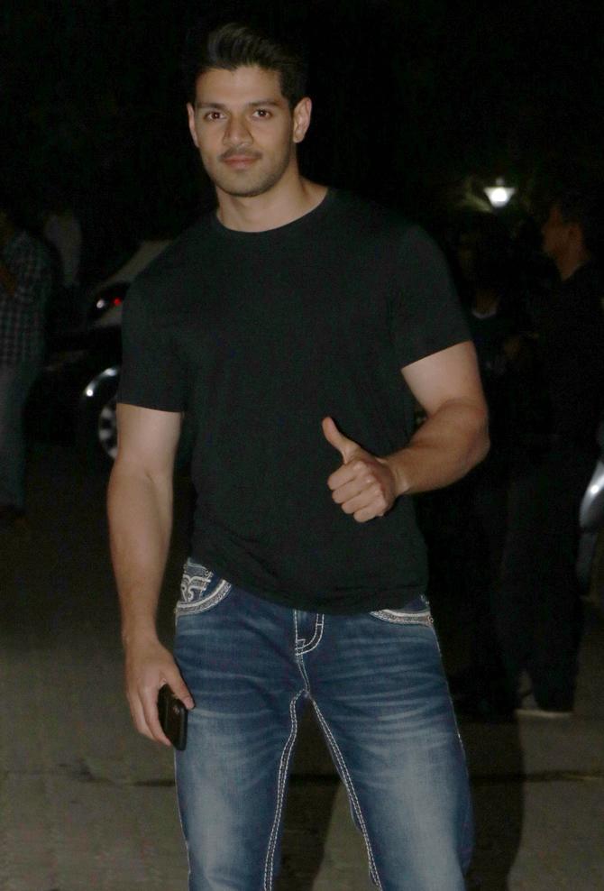 Sooraj Pancholi sported a black t-shirt and blue jeans for Seema Khan's birthday bash, held at Sohail Khan's house in Bandra.