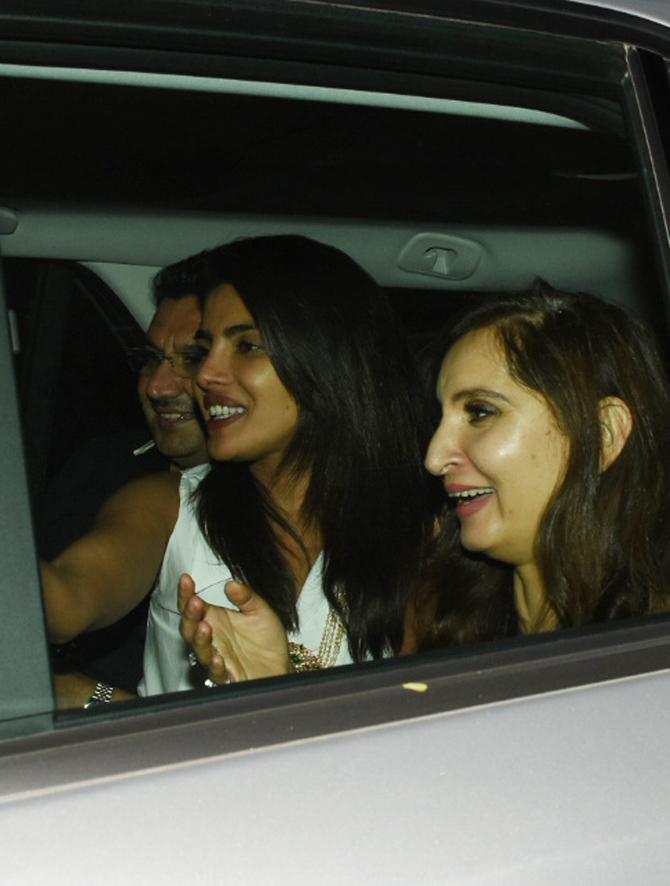 Sudeep Dutt, Priyanka Chopra and Tamanna Dutt clicked after partying all night at Rohini Iyer's house in Khar.