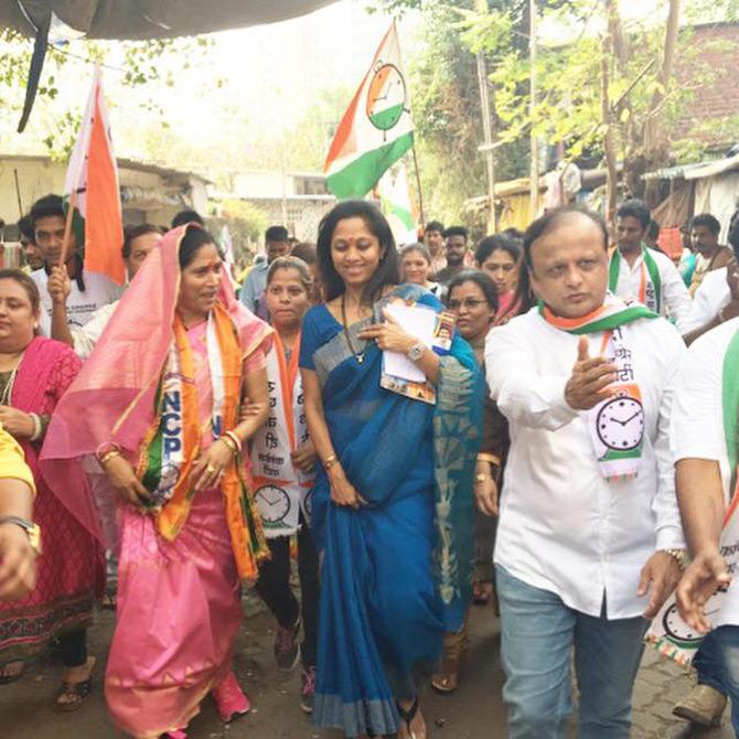 In pic: Asif Bhamla with leading NCP leader and MP Supriya Sule at the NCP road trips in Mumbai. 