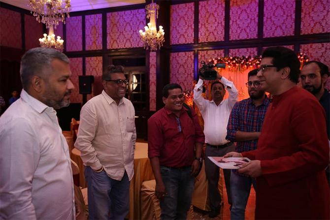 In picture: Raj Thackeray is seen interacting with the media post his son Amit's traditional Maharashtrian wedding to fashion designer Mitali Borude in Mumbai.