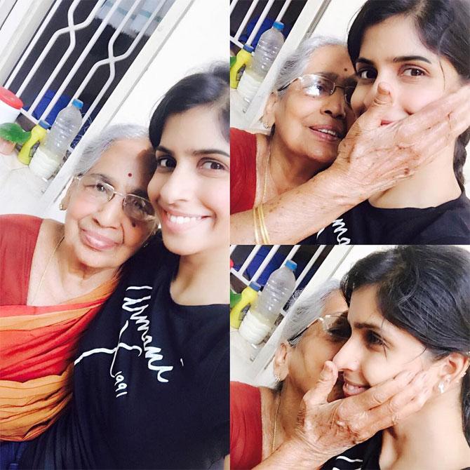 Anny Divya's father served in the Indian Army. They lived near the army base camp in Pathankot After her father retired, their family settled down in Vijayawada, Andhra Pradesh, where Anny attended school.
In picture: Anny Divya with her grandmother