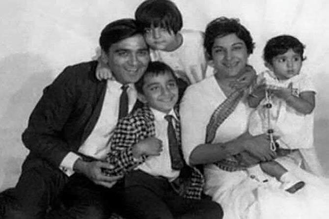 In picture: A young Priya Dutt with brother Sanjay, sister Namrata and parents Sunil and Nargis Dutt.
