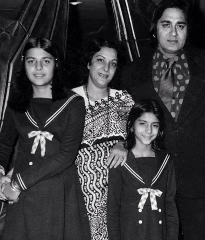 According to Priya Dutt's Facebook, her greatest influence has been her father. The turning point in her life came in 1987 when she accompanied Sunil Dutt on a 78-day peace march from Mumbai to Amritsar. This not only gave her unforgettable insights but also touched her in a very deep manner.
In picture: Priya Dutt poses for the family as she smiles for the camera.