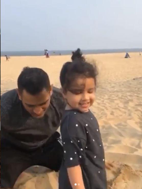 Sakshi Dhoni was a hotel management trainee at the Taj Bengal when she fell in love with MS Dhoni and they married after dating for a while.
MS Dhoni helping daughter Ziva build sand castles at the beach, He captioned, 