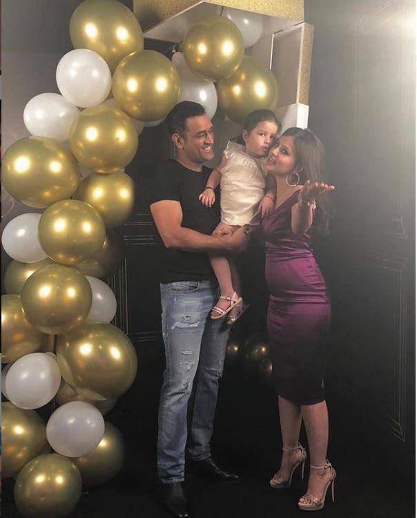 MS Dhoni married his schoolmate Sakshi Rawat in July 2010. The couple has a daughter named Ziva.
Sakshi Dhoni posted this adorable picture from her 30th birthday bash, with hubby MS Dhoni and daughter Ziva Dhoni