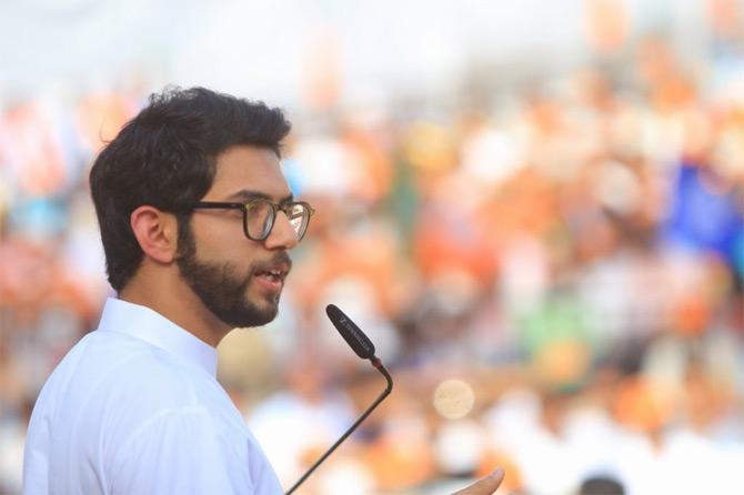 Aaditya Thackeray took to Instagram to share inside photos of the event held at Palghar.
In picture: Yuva Sena chief, Aaditya Thackeray in a candid moment while addressing the residents of Palghar district.