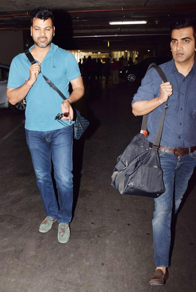 Gautam Gambhir was seen at Mumbai airport along with former fast bowler Rudra Pratap Singh. The duo are in the city for work commitments.