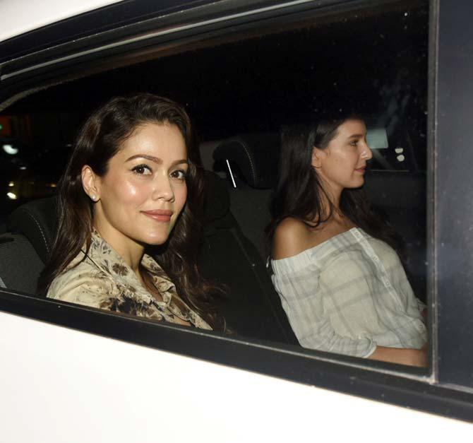 Waluscha De Souza and Isabelle Kaif arrive for the special screening of Notebook held at a popular studio in Mumbai.