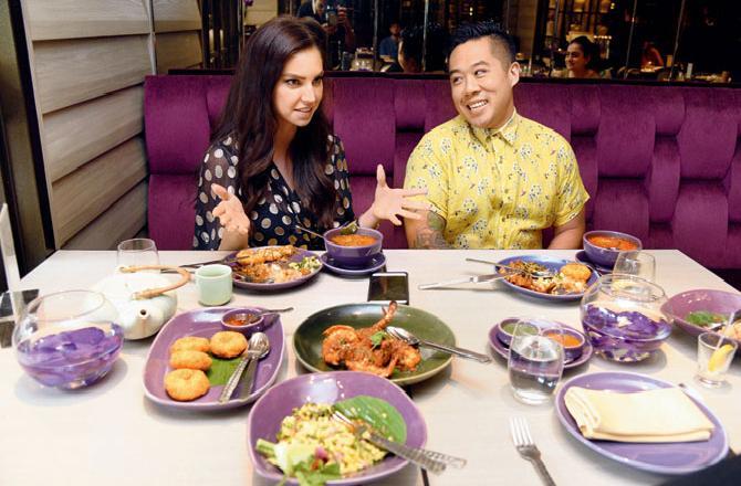 In picture: Chef Kelvin Cheung, owner of Bastian and One Street Over and celebrity Chef Sarah Todd, a former MasterChef Australia contestant, are seen enjoying lunch at Nara in BKC over food and their love for India.
