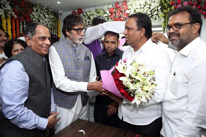 In picture: Ashish Shelar greets the superstar of Indian cinema Amitabh Bachchan.