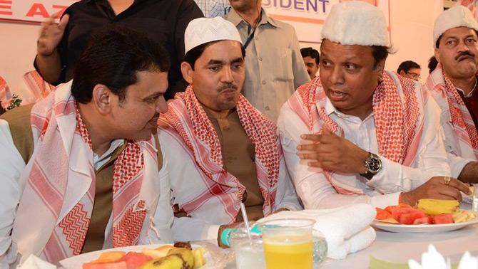 In picture: Ashish Shelar celebrating Iftaar during the month of Ramazan with Chief Minister Devendra Fadnavis and National Spokesperson of the Bharatiya Janata Party Syed Shahnawaz Hussain.