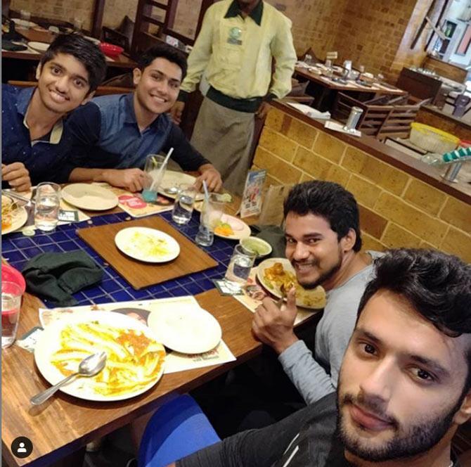 Shivam Dube made a name for himself while playing for Mumbai in the Ranji Trophy in 2018 when he took back-to-back five-wicket hauls against Karnataka and Baroda.  
In picture: Shivam Dube posted this picture when he took some of his friends for dinner on his birthday, he wrote, 