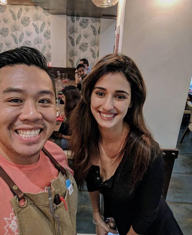 In picture: Actress Disha Patani poses for a selfie with chef Kelvin Cheung post the actress' brunch at the popular Bandra restaurant.