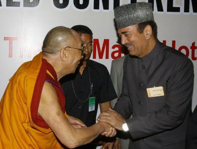 Azad met Tibetan Spiritual Leader The Dalai Lama during an international conference on terrorism in New Delhi. The Jama Masjid Forum organised the conference on 'Terrorism National and International.' 