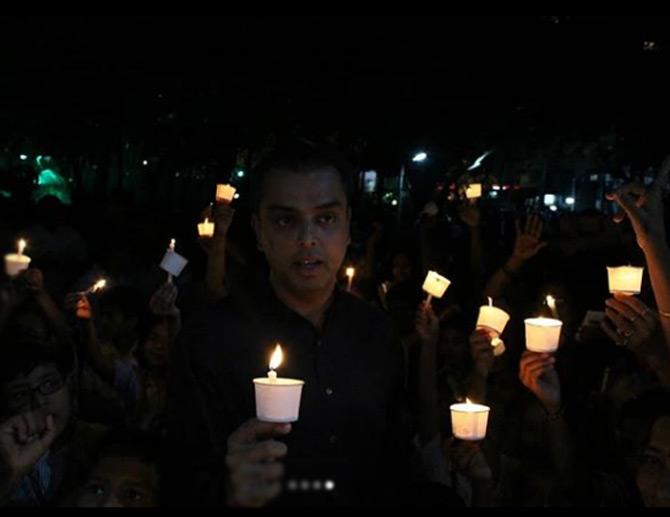 In photo: Former MP and politician Milind Deora takes part in a candlelight march in wake of the Pulwama terror attacks that killed at least 44 CRPF jawans in February 2019