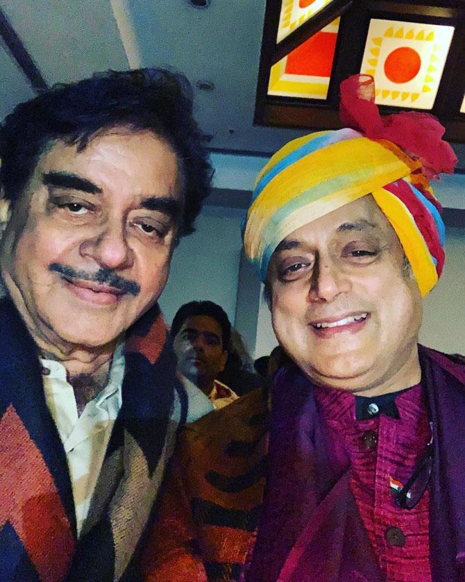 Not long after the election, Tharoor was inducted in Manmohan Singh's cabinet government in 2009. He was appointed as the Ministry of External Affairs in the Congress-led United Progressive Alliance (UPA) government. However, his tenure in the central government didn't last long due to a series of controversies generated over his indiscreet usage of the online microblogging service Twitter. He frequently sent messages about his personal life and professional career.
In Picture: Shashi Tharoor with Actor-politician Shatrughan Sinha.