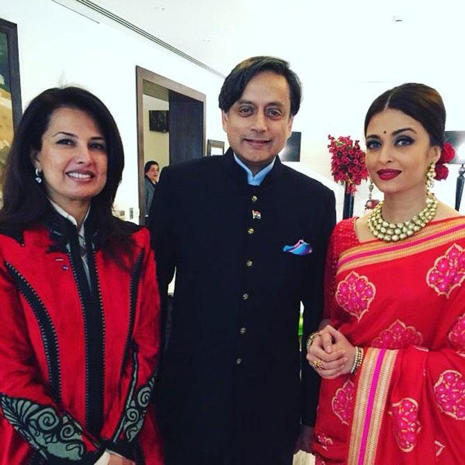 Some of his works have also turned into Bollywood films. His book 'Show Business', which is a postmodern satirical novel, was published in 1992. The book was made into two films, Bollywood (1994), and Riot (2001). 
In picture: Shashi Tharoor with Aishwarya Rai Bachchan and Ritu Beri