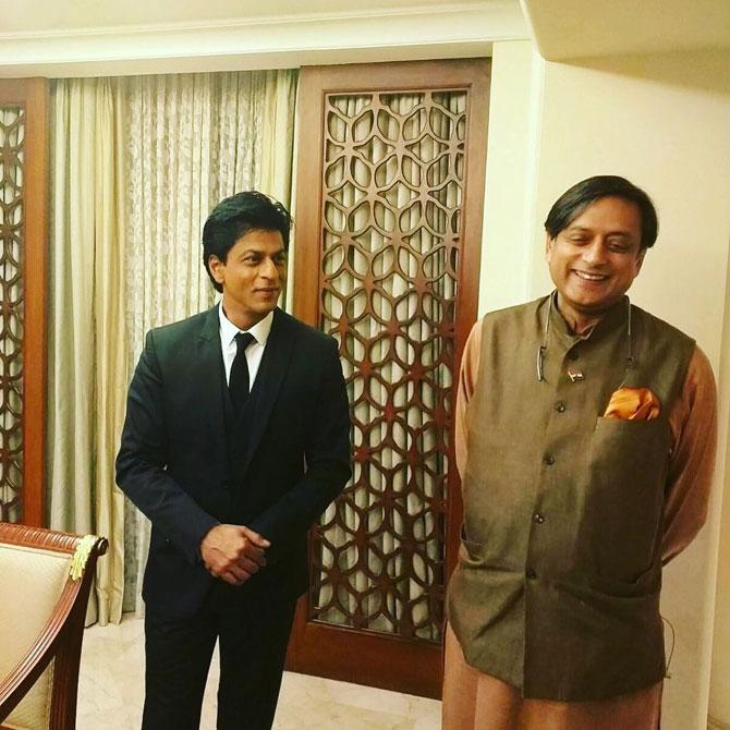 Shashi Tharoor was a pioneer in using social media as an instrument of political interaction. Till 2013, he was India's most-followed politician on Twitter, until being overtaken that year by the Prime Minister, Narendra Modi. He was the first Indian to reach 10,000 and 100,000 followers on the medium.
In Picture: Shashi Tharoor with Shah Rukh Khan