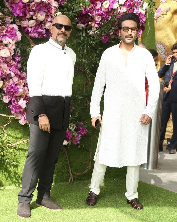 Music composer duo Vishal Dadlani and Shekhar Ravjiani also arrived for the grand Ambani wedding. The two were dressed in shades of white and posed for beautiful pictures with the backdrop of lilac flowers
