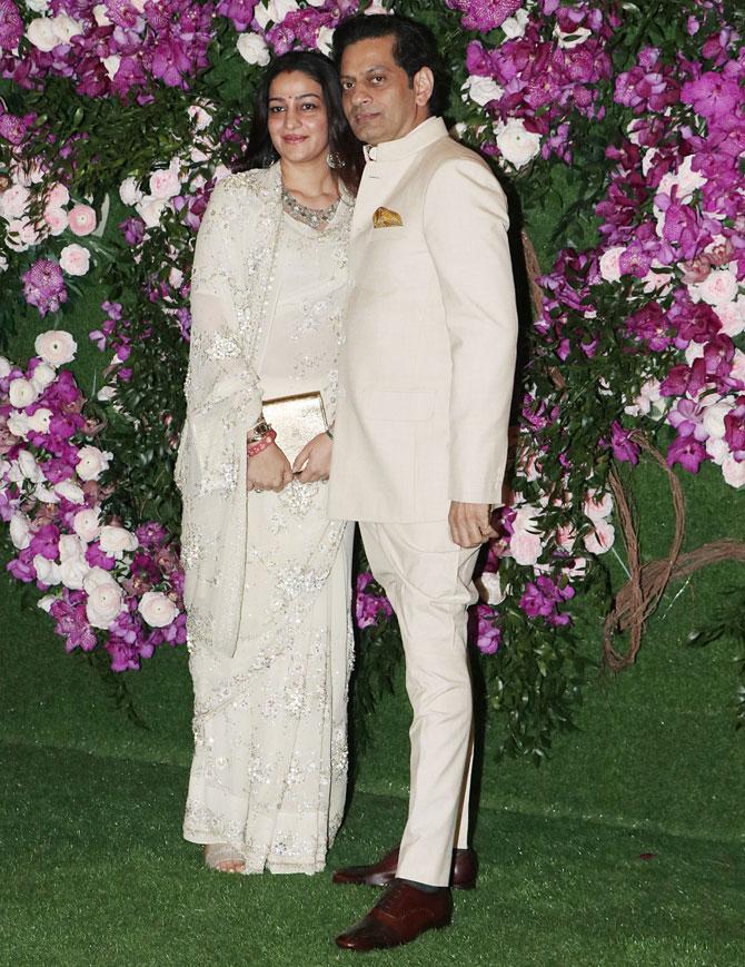 Fashion designer Raghavendra Rathore with wife Kavita Rathore attended the grand wedding of industrialist Mukesh Ambani's son Akash Ambani with Shloka Mehta