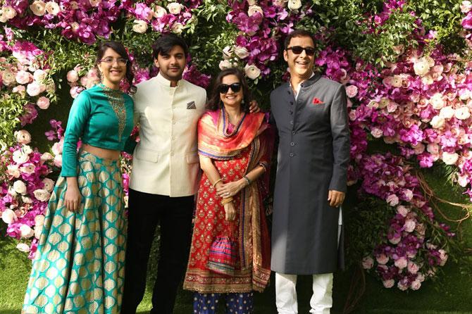 Film director Vidhu Vinod Chopra with wife Anupama Chopra and kids attended the grand wedding of industrialist Mukesh Ambani's son Akash Ambani with Shloka Mehta