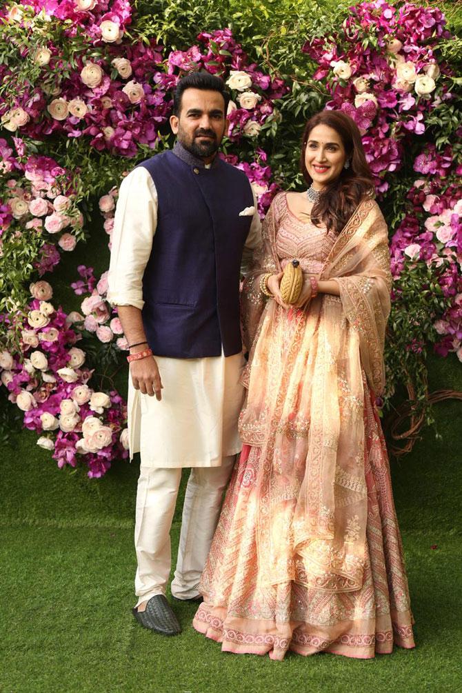 Ex-Cricketer Zaheer Khan and Bollywood actress wife Sagarika Ghatge attended the grand wedding of industrialist Mukesh Ambani's son Akash Ambani with Shloka Mehta