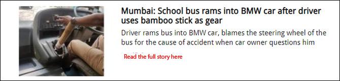 Mumbai: School bus rams into BMW car after driver uses bamboo stick as gear