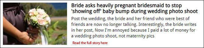 Bride asks heavily pregnant bridesmaid to stop 