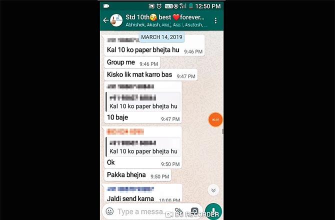 After he got the Geometry paper, the tutor got suspicious and got his hands on evidence of Std X students discussing the final exam papers