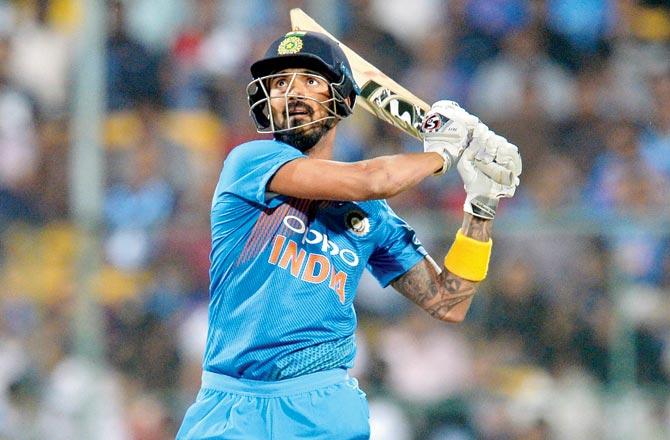 KL Rahul during his 26-ball 47 in the second T20I against Australia in Bangalore on Wednesday. Pic/AFP