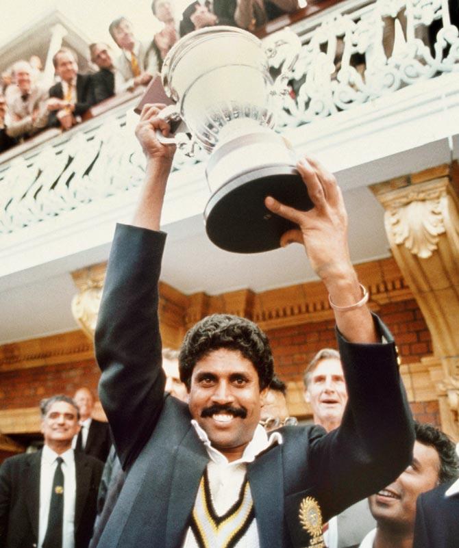 Kapil Dev lifts the 1983 World Cup at Lord