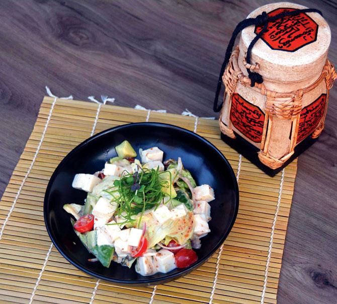 Miso tofu avocado salad