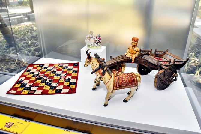Beast Friends, a polychrome wood  creation from Gujarat   was selected by one of the young curators because it showed a friendship between man and animal since the animal seemed to be well looked after by his master.