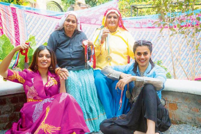 Taapsee Pannu and Bhumi Pednekar with the Tomar sisters