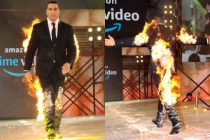 Akshay Kumar sets himself on fire at the launch of his digital debut