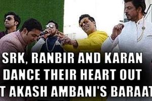 Shah Rukh Khan, Ranbir Kapoor, Karan Johar dance their heart out at Akash Ambani's Baraat