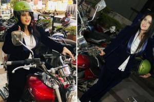 Amruta Fadnavis on a bike: CM Fadnavis's wife shares cute pic