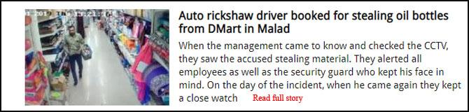 Auto rickshaw driver booked for stealing oil bottles from DMart in Malad