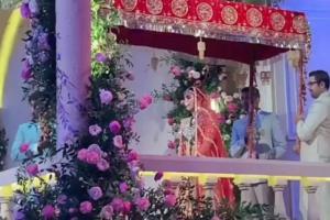 Video: Shloka Mehta and Akash Ambani make a royal entry at wedding
