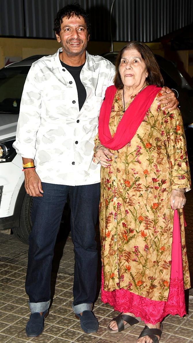 Proud father Chunky Panday arrived for the special screening of daughter Ananya Panday's movie with mother Snehlata Panday.