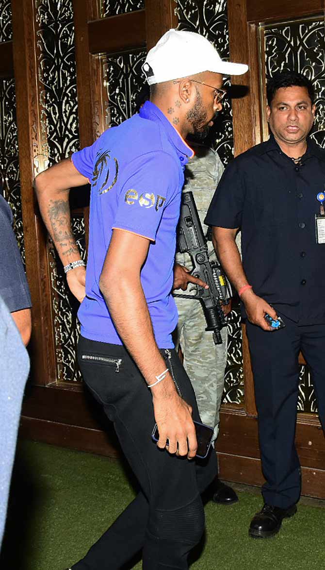 Mumbai Indians' star all-rounder Hardik Pandya arrives at Antilia for the grand IPL party