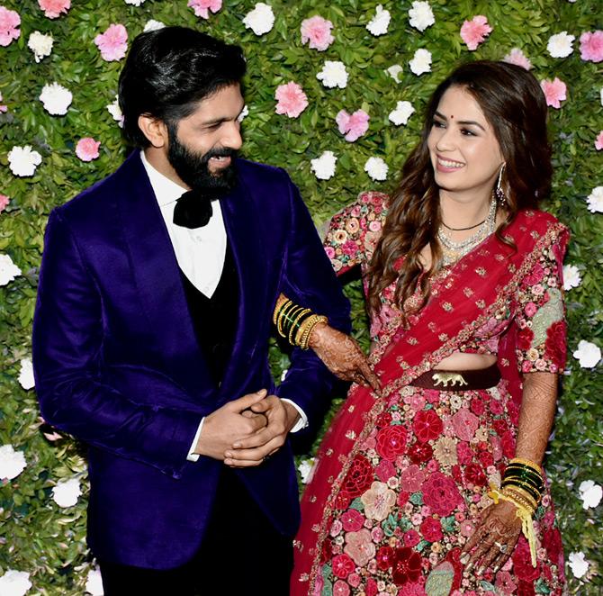 Amit Thackeray tied the knot with Mitali Borude in a traditional Maharashtrian style wedding in what was an intimate affair amidst friends and families in Mumbai. 
In picture: Newly wed couple Amit Thackeray and Mitali Borude give today's new age couple some major Relationship goals' with this candid picture of themselves